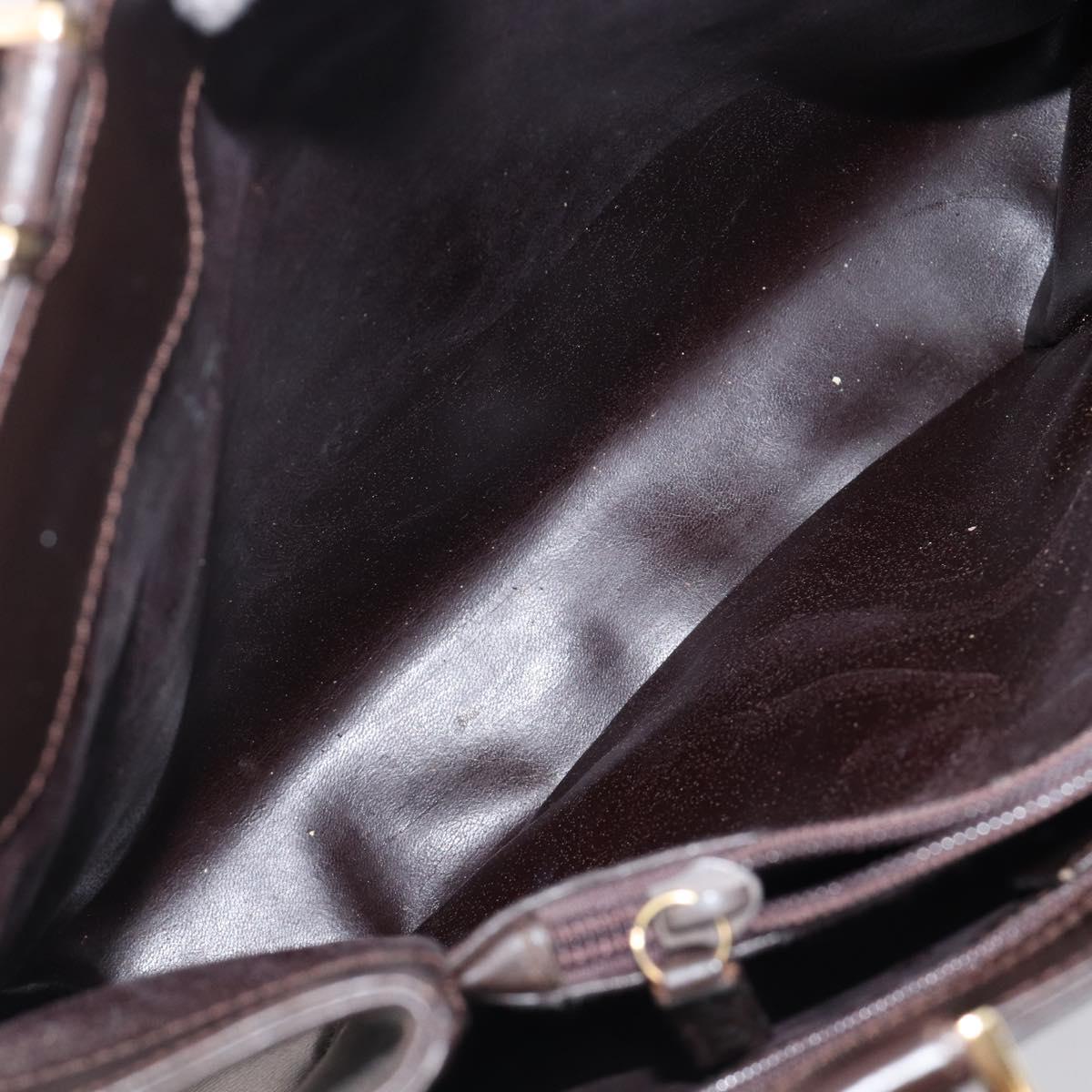 GUCCI Hand Bag Leather Brown Gold Tone 002 2046 0332 Auth 201157