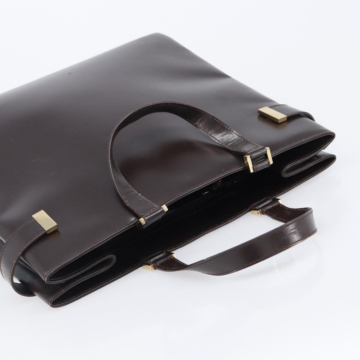 GUCCI Hand Bag Leather Brown Gold Tone 002 2046 0332 Auth 201157