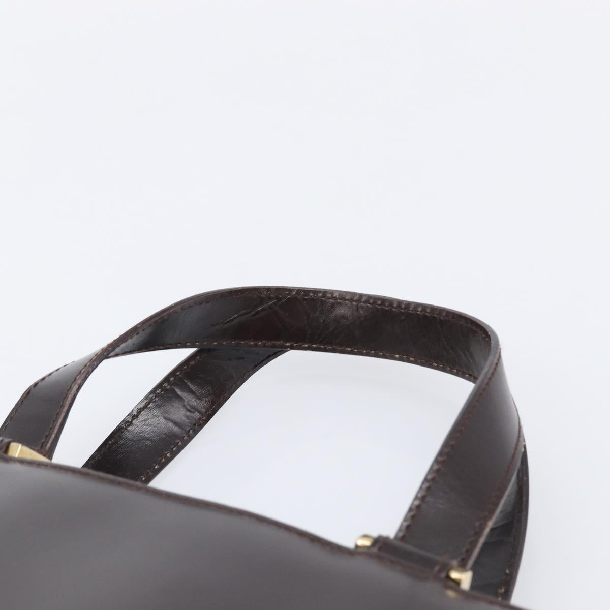 GUCCI Hand Bag Leather Brown Gold Tone 002 2046 0332 Auth 201157