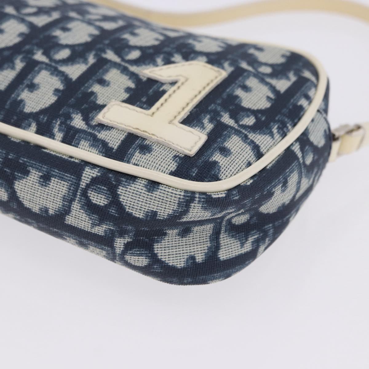 Christian Dior Trotter Hand Bag PVC Leather Blue White Auth 201159