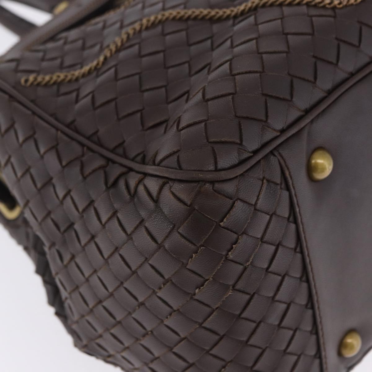 BOTTEGA VENETA INTRECCIATO Hand Bag Leather Brown Gold Tone 169754 Auth 201163V