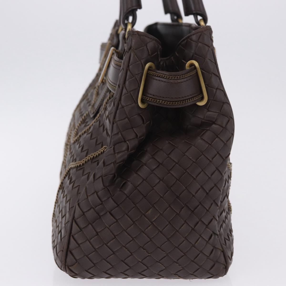 BOTTEGA VENETA INTRECCIATO Hand Bag Leather Brown Gold Tone 169754 Auth 201163V