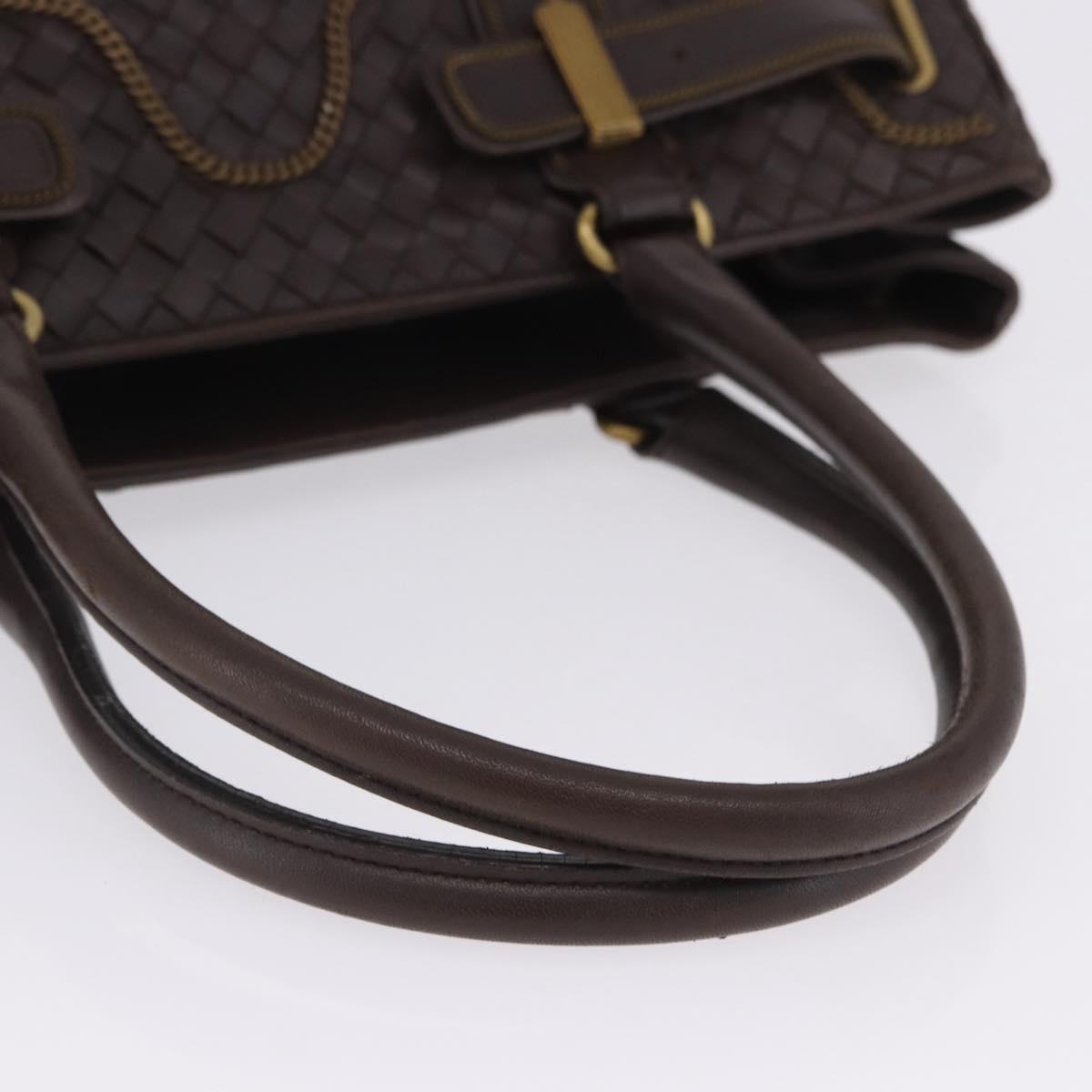 BOTTEGA VENETA INTRECCIATO Hand Bag Leather Brown Gold Tone 169754 Auth 201163V