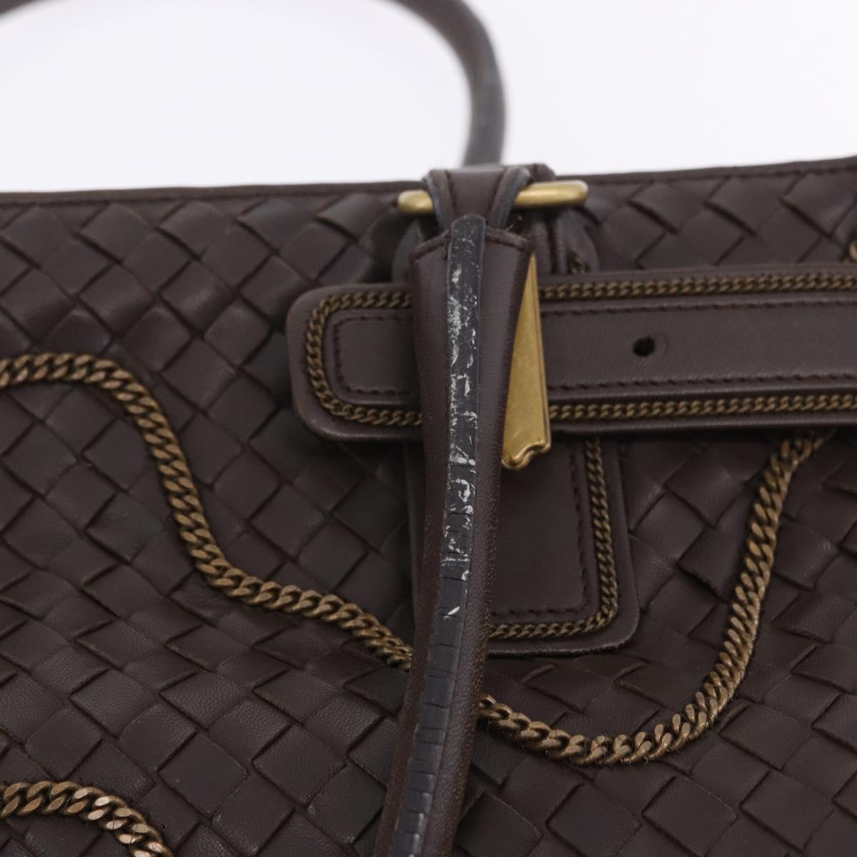BOTTEGA VENETA INTRECCIATO Hand Bag Leather Brown Gold Tone 169754 Auth 201163V