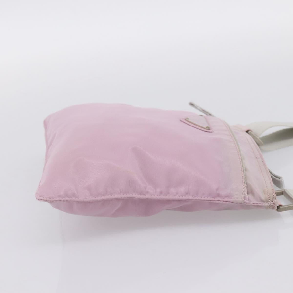 PRADA Shoulder Bag Nylon Pink Silver Auth 201164A