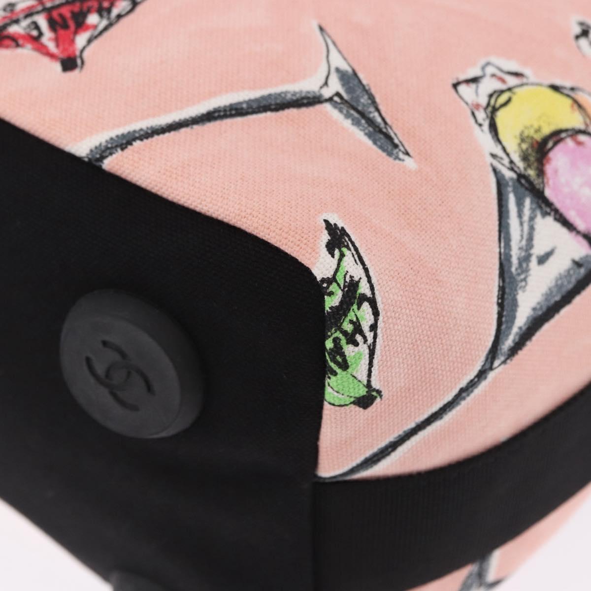 CHANEL Ice Cream Pattern Shoulder Bag Canvas Pink Black CC Auth 201171V