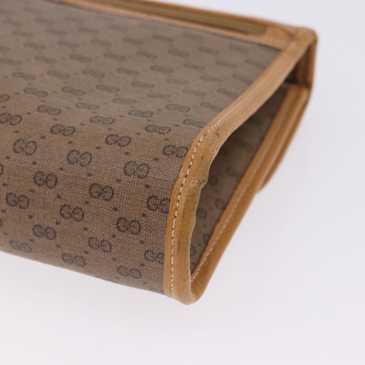 GUCCI Micro GG Shoulder Bag PVC Leather Beige Gold Tone 004 161 0670 Auth 201173