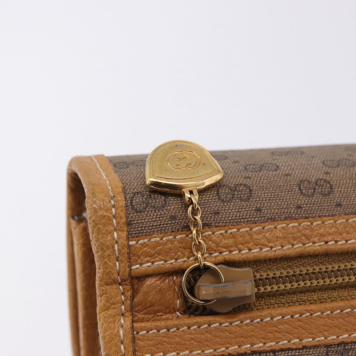 GUCCI Micro GG Shoulder Bag PVC Leather Beige Gold Tone 004 161 0670 Auth 201173