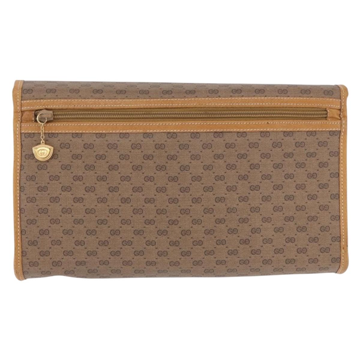 GUCCI Micro GG Shoulder Bag PVC Leather Beige Gold Tone 004 161 0670 Auth 201173