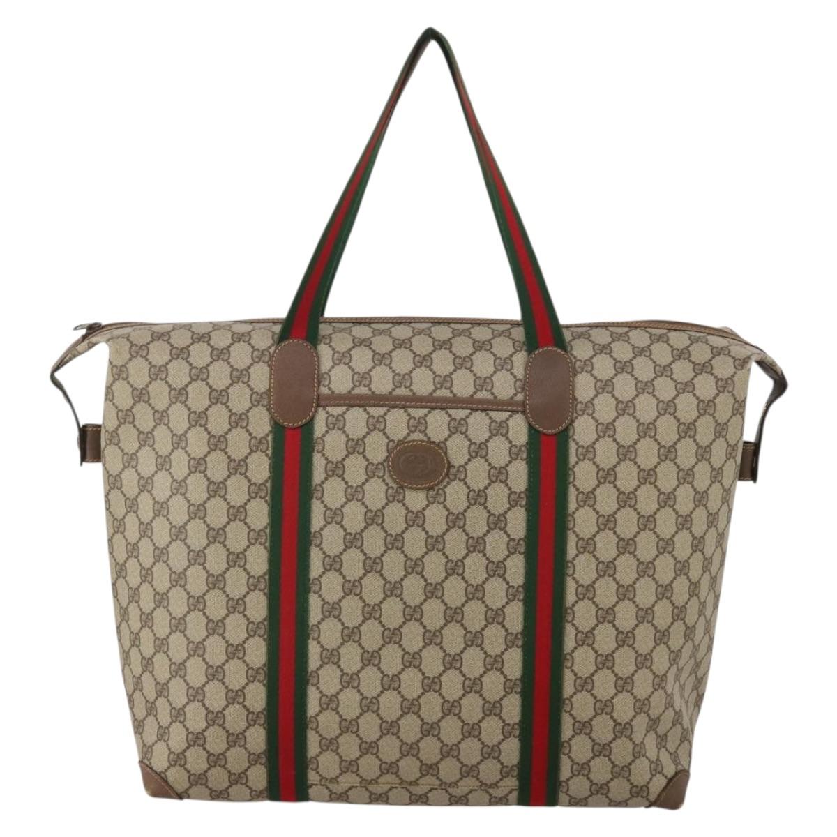 GUCCI GG Supreme Web Sherry Line Tote Bag PVC Beige 002 39 6211 Auth 201174A