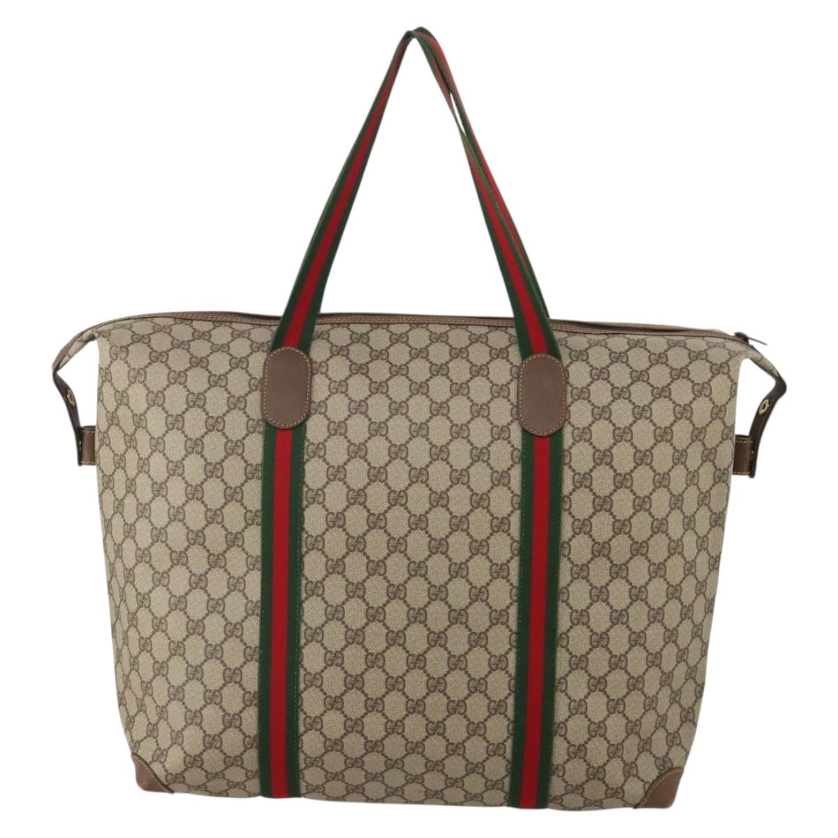 GUCCI GG Supreme Web Sherry Line Tote Bag PVC Beige 002 39 6211 Auth 201174A
