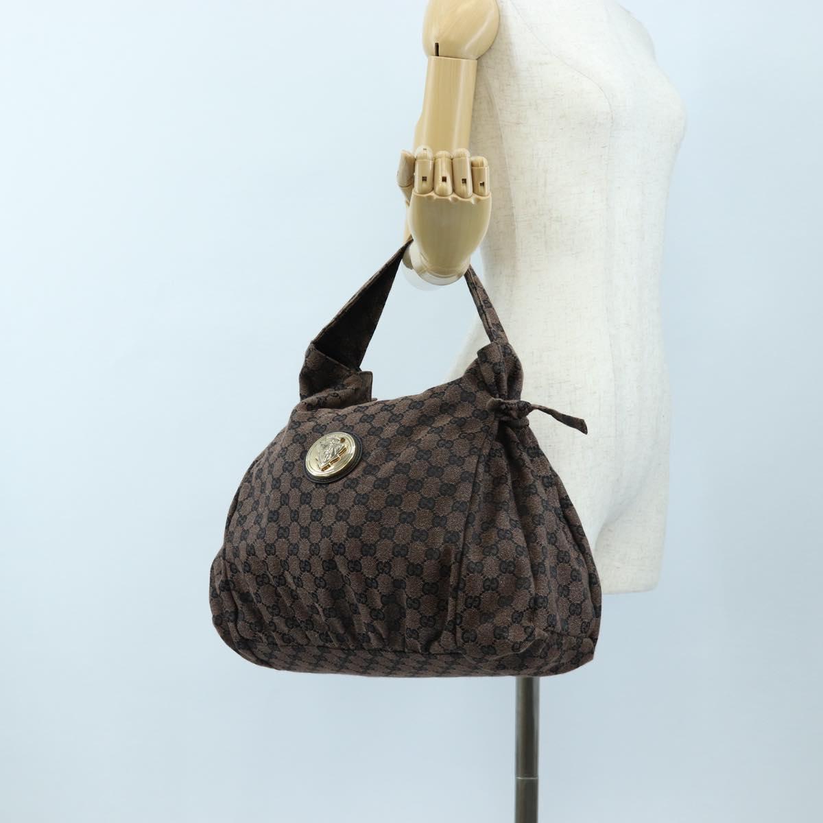 GUCCI GG Canvas Hand Bag Outlet Brown Gold 286307 Auth 201176V
