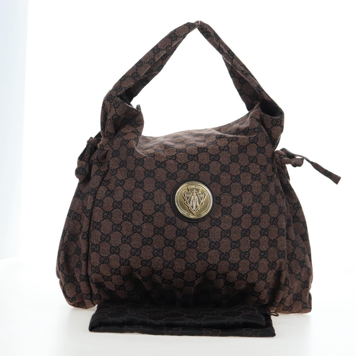 GUCCI GG Canvas Hand Bag Outlet Brown Gold 286307 Auth 201176V