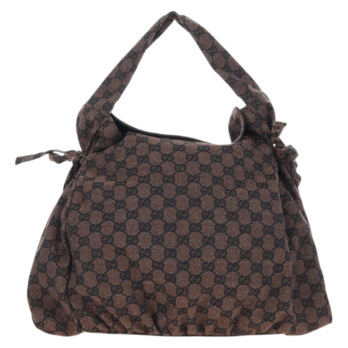 GUCCI GG Canvas Hand Bag Outlet Brown Gold 286307 Auth 201176V