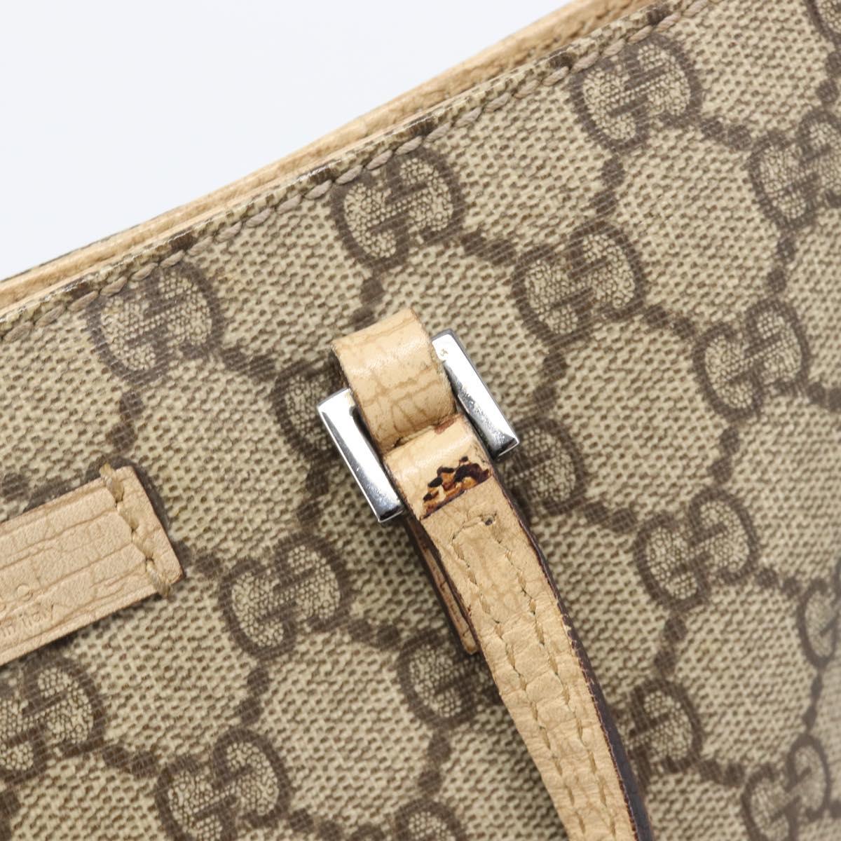 GUCCI GG Supreme Hand Bag PVC Beige Silver 117551 Auth 201178