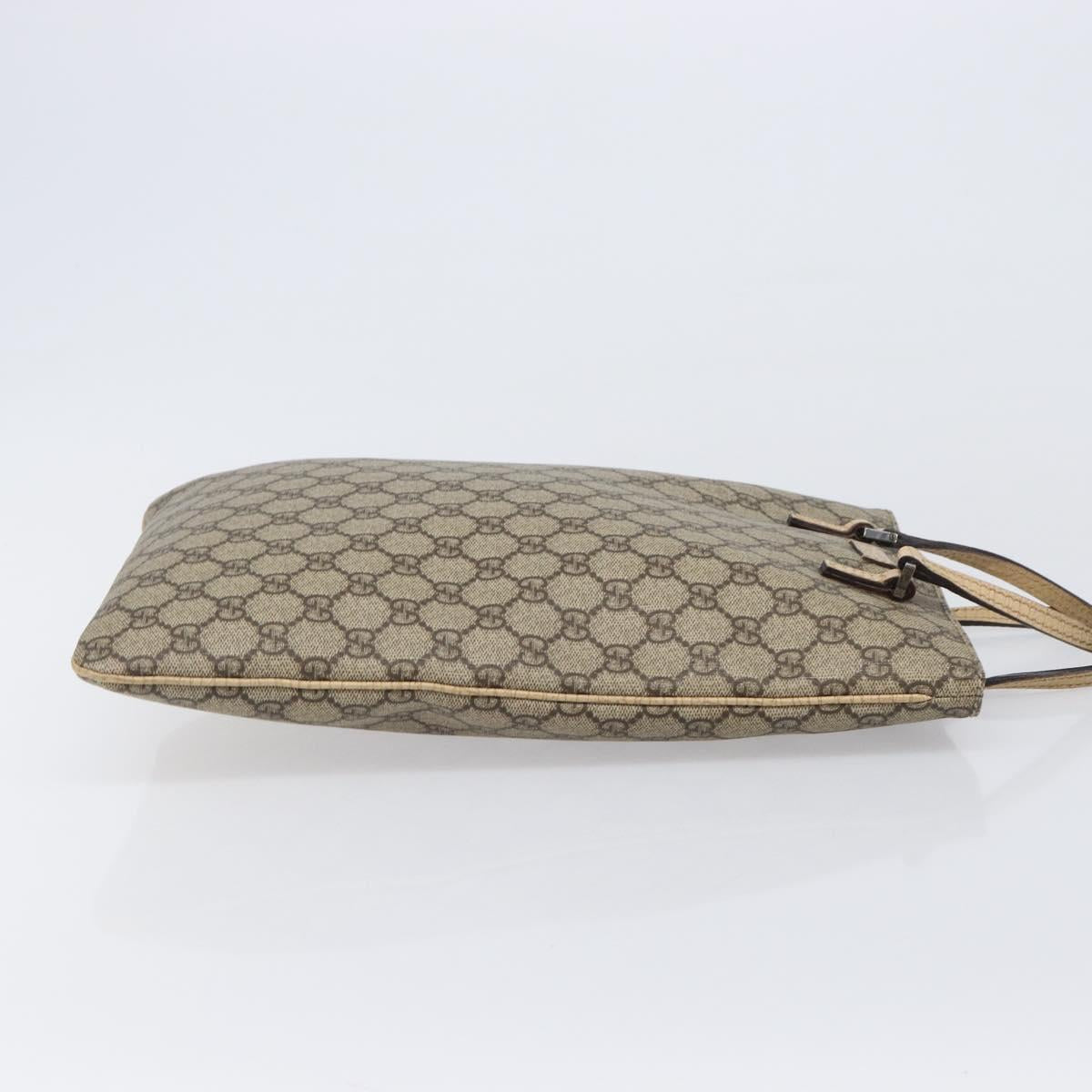 GUCCI GG Supreme Hand Bag PVC Beige Silver 117551 Auth 201178