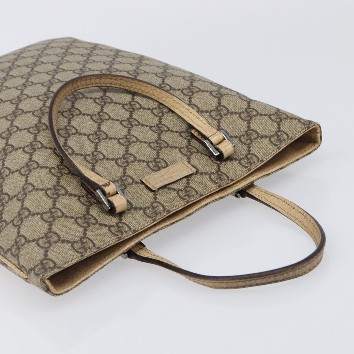 GUCCI GG Supreme Hand Bag PVC Beige Silver 117551 Auth 201178