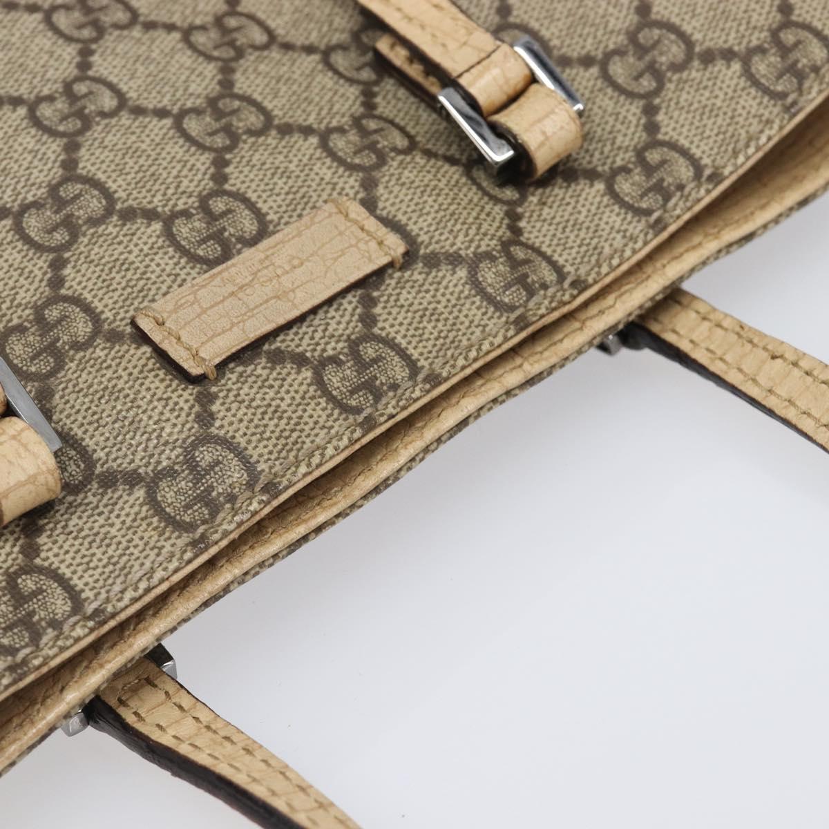 GUCCI GG Supreme Hand Bag PVC Beige Silver 117551 Auth 201178