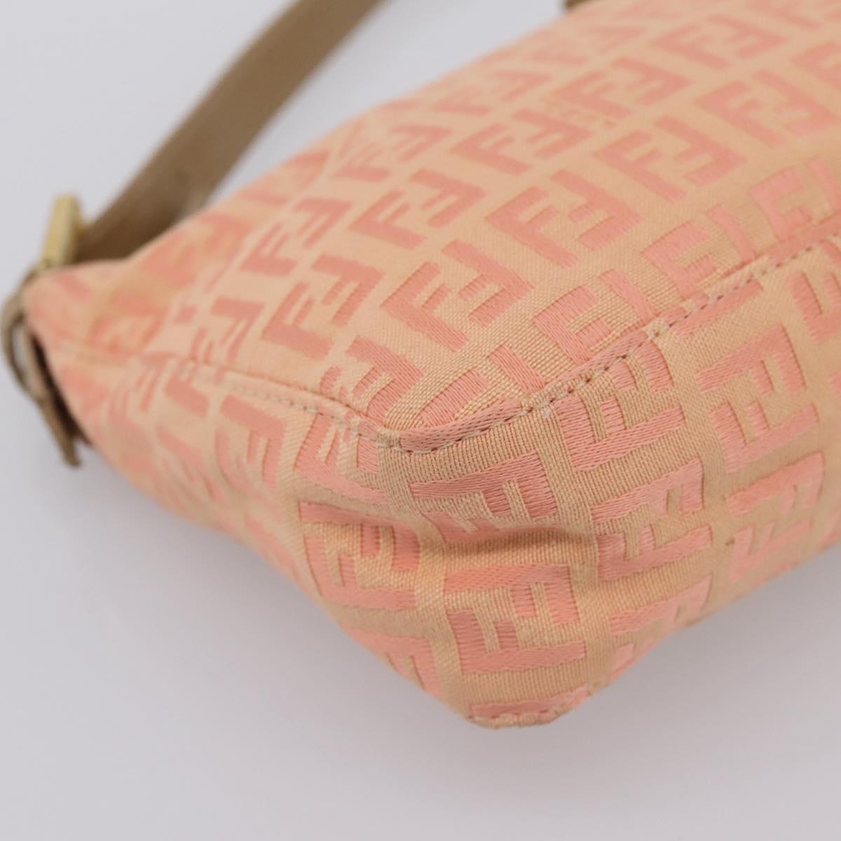 FENDI Zucchino Canvas Hand Bag Pink Gold Tone Auth 201183