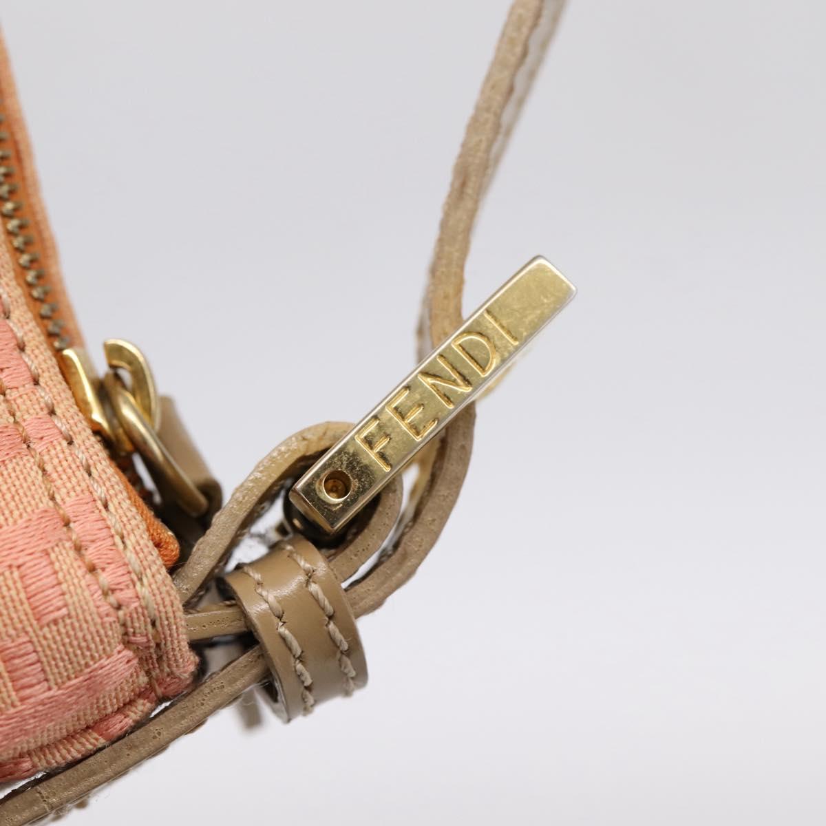 FENDI Zucchino Canvas Hand Bag Pink Gold Tone Auth 201183