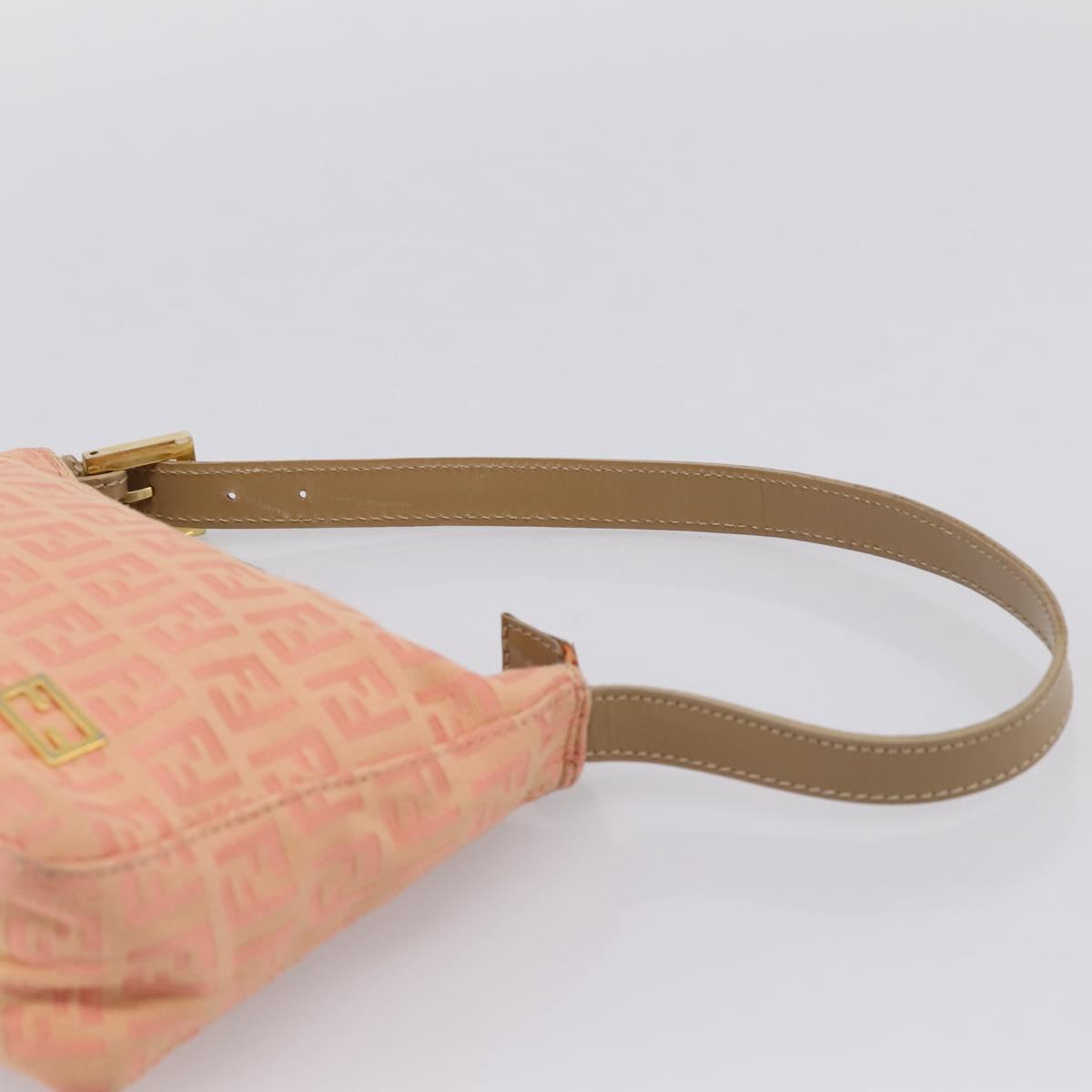 FENDI Zucchino Canvas Hand Bag Pink Gold Tone Auth 201183