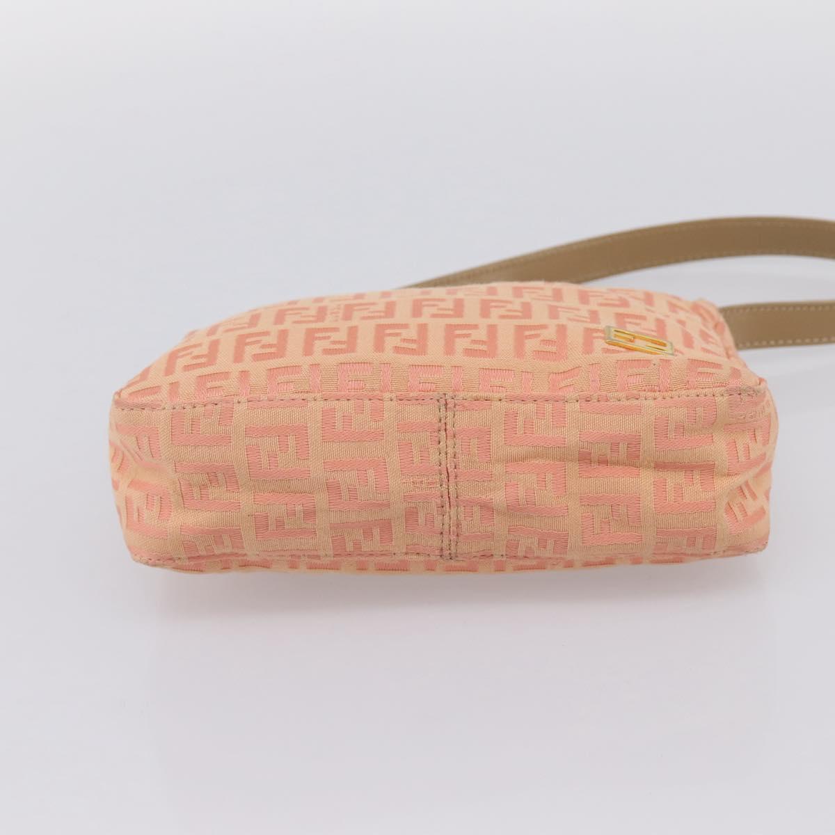 FENDI Zucchino Canvas Hand Bag Pink Gold Tone Auth 201183