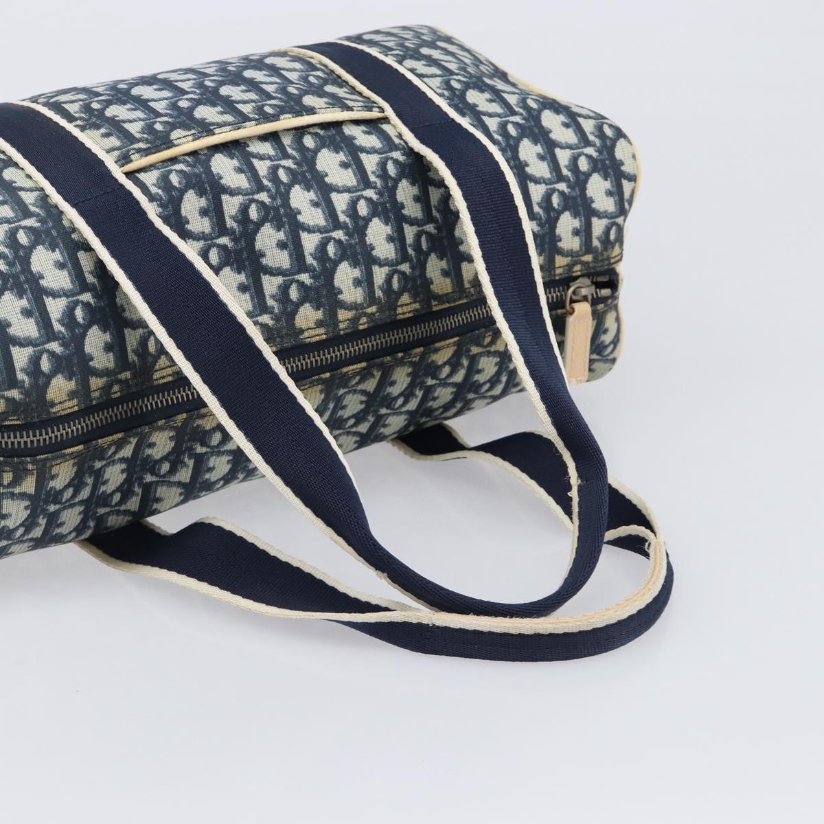 Christian Dior Trotter Hand Bag PVC Leather Navy White Auth 201187