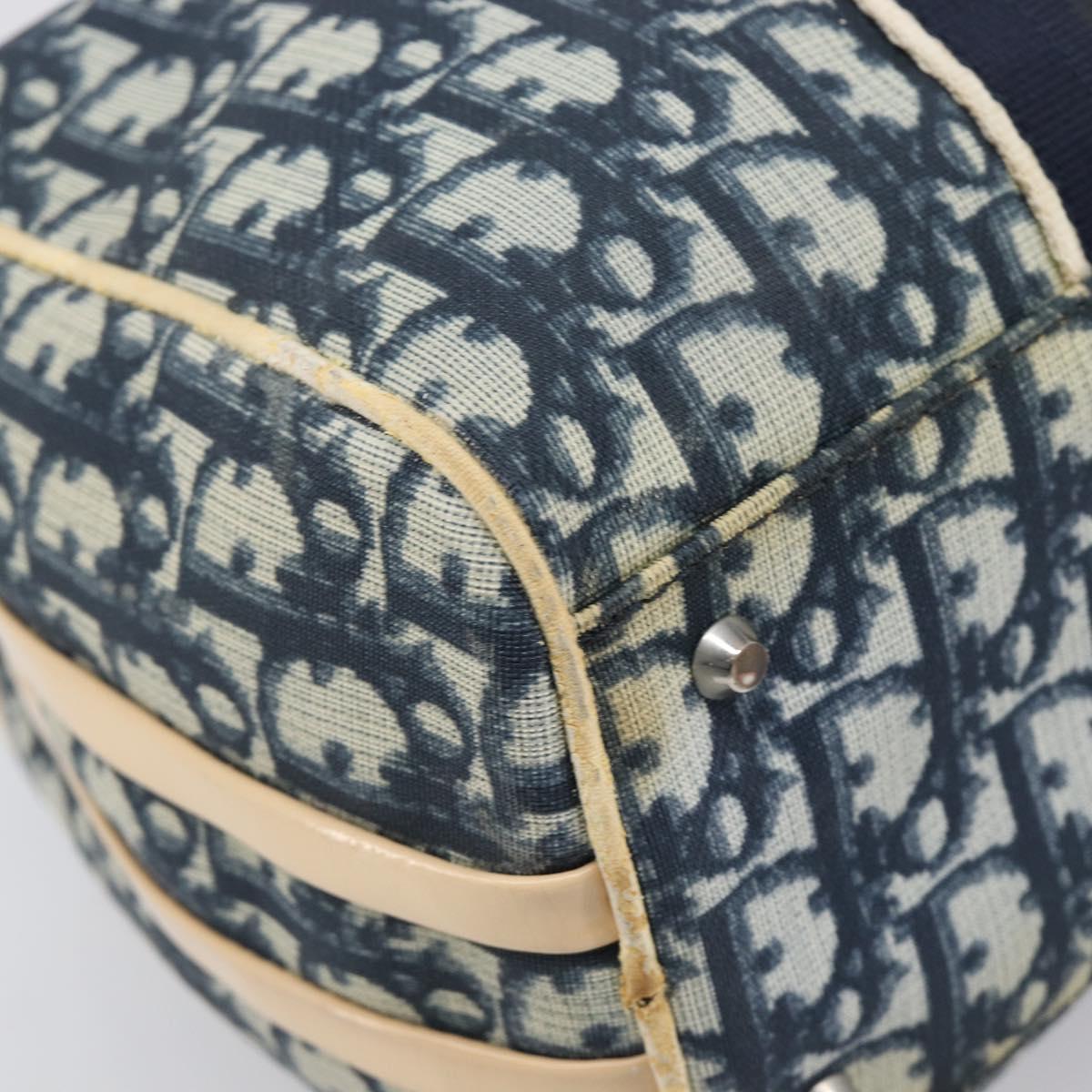 Christian Dior Trotter Hand Bag PVC Leather Navy White Auth 201187