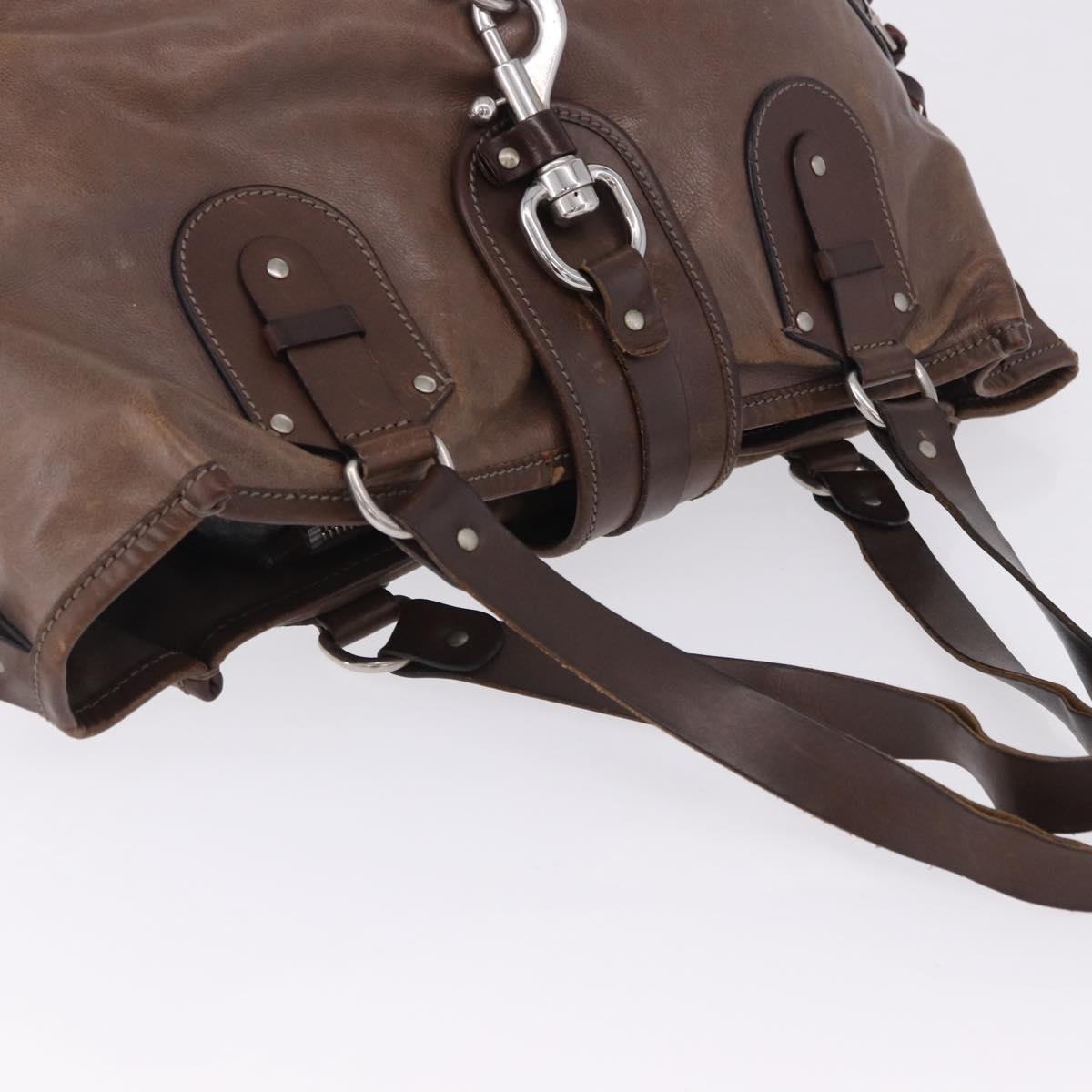 Chloe Kerala Hand Bag Leather Brown Silver Auth 201190