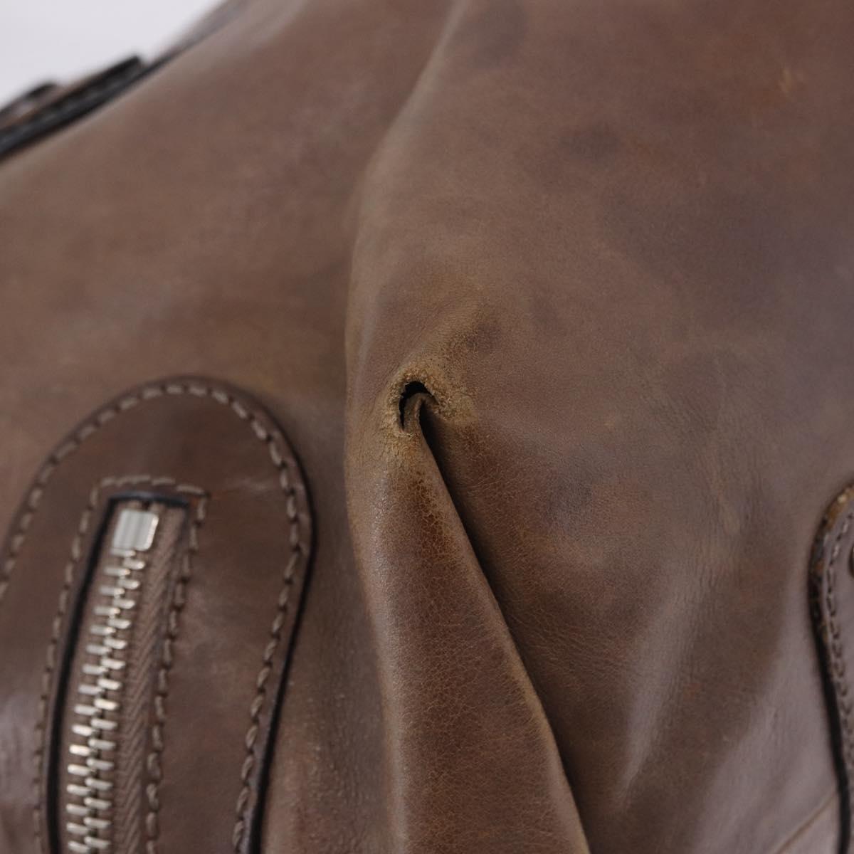 Chloe Kerala Hand Bag Leather Brown Silver Auth 201190