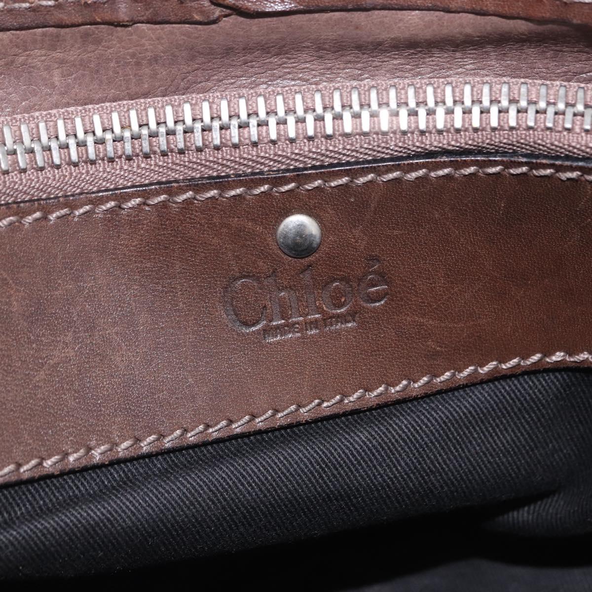 Chloe Kerala Hand Bag Leather Brown Silver Auth 201190