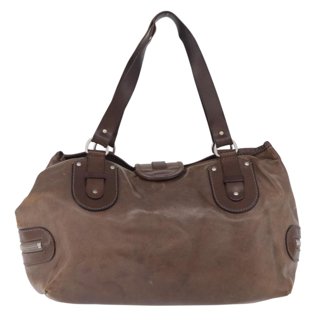 Chloe Kerala Hand Bag Leather Brown Silver Auth 201190