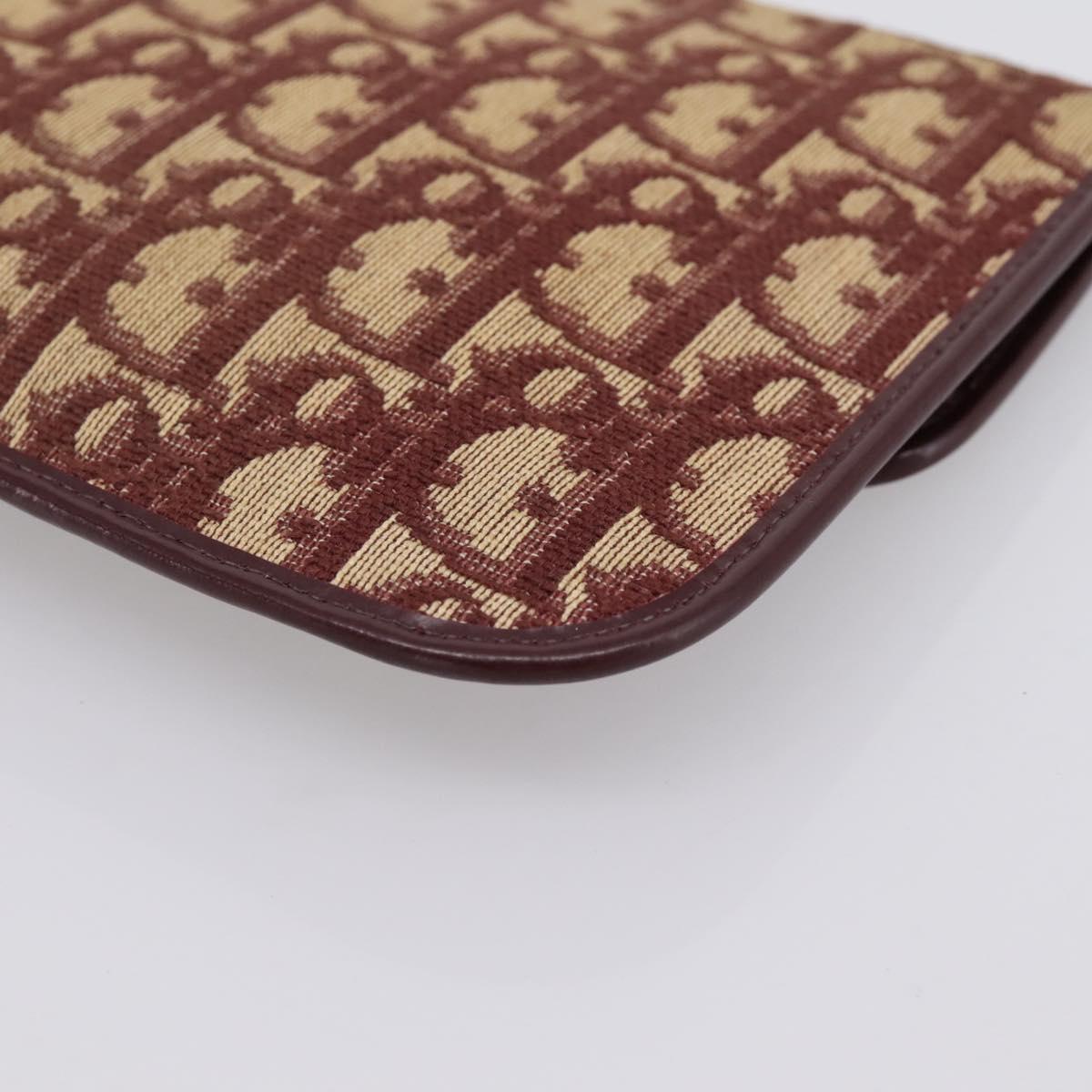 Christian Dior Trotter Canvas Pouch Red Gold Tone Auth 201191