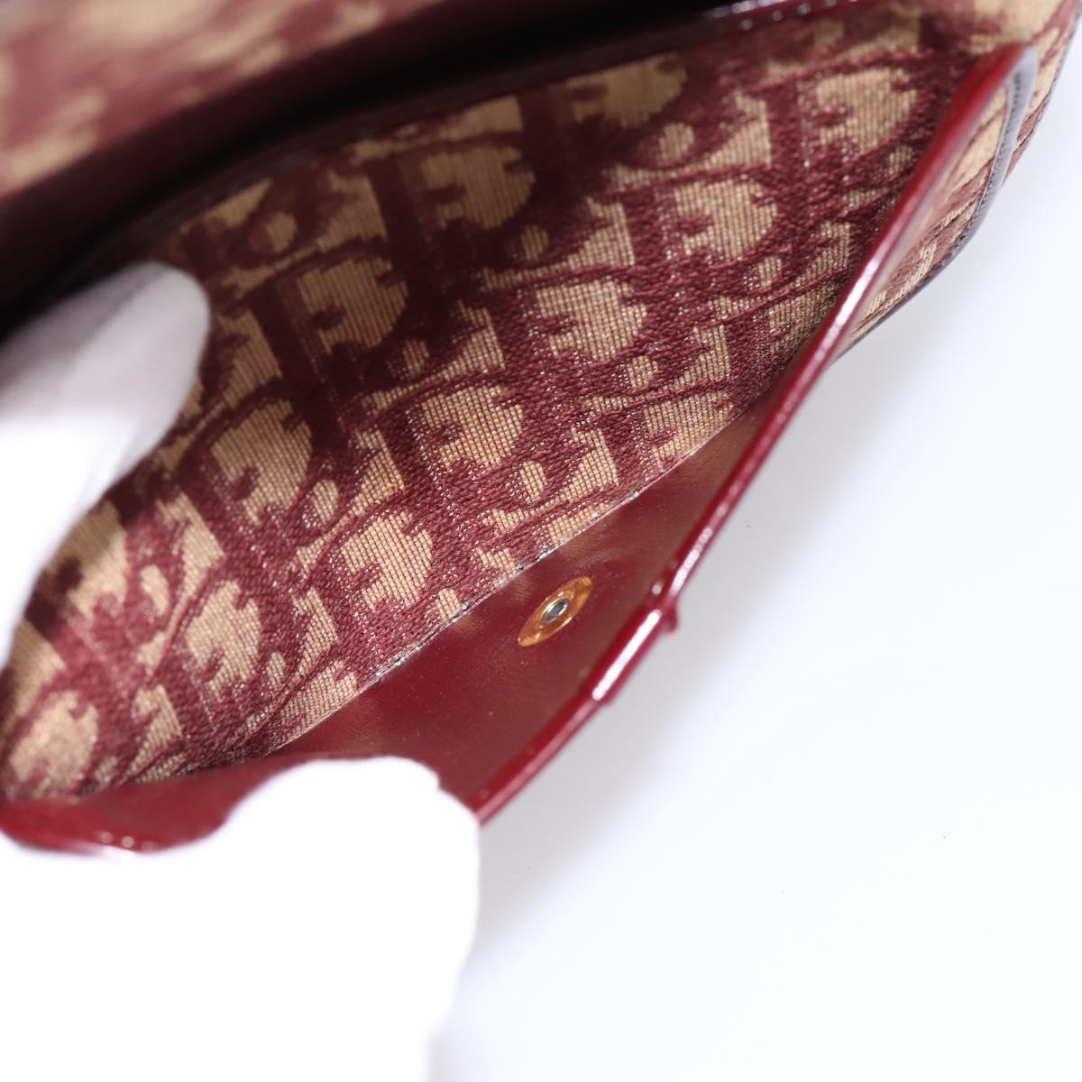 Christian Dior Trotter Canvas Pouch Red Gold Tone Auth 201191