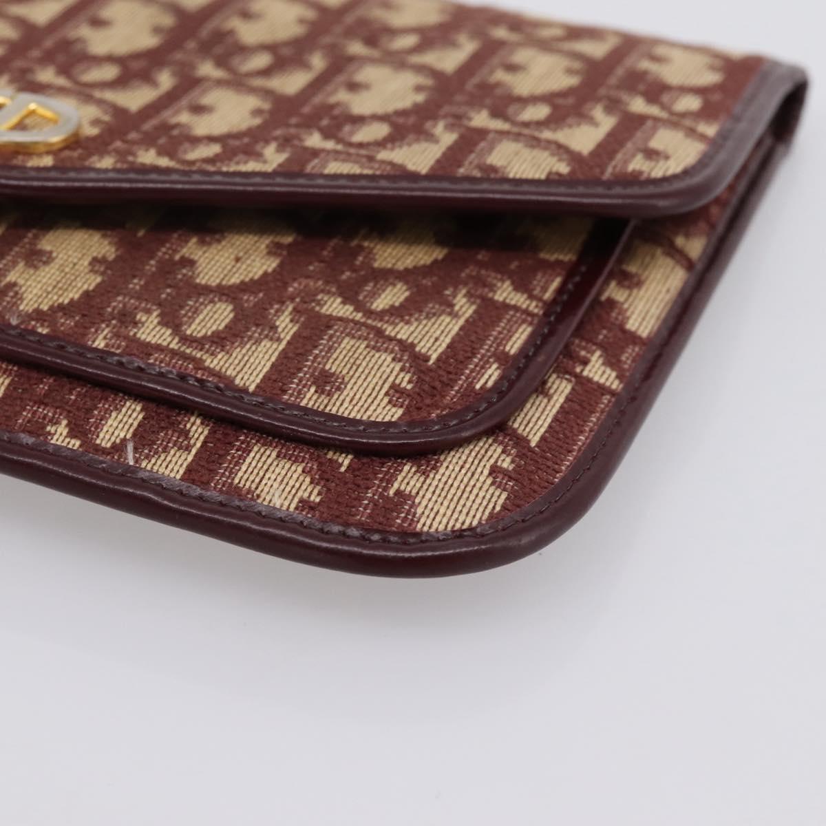 Christian Dior Trotter Canvas Pouch Red Gold Tone Auth 201191