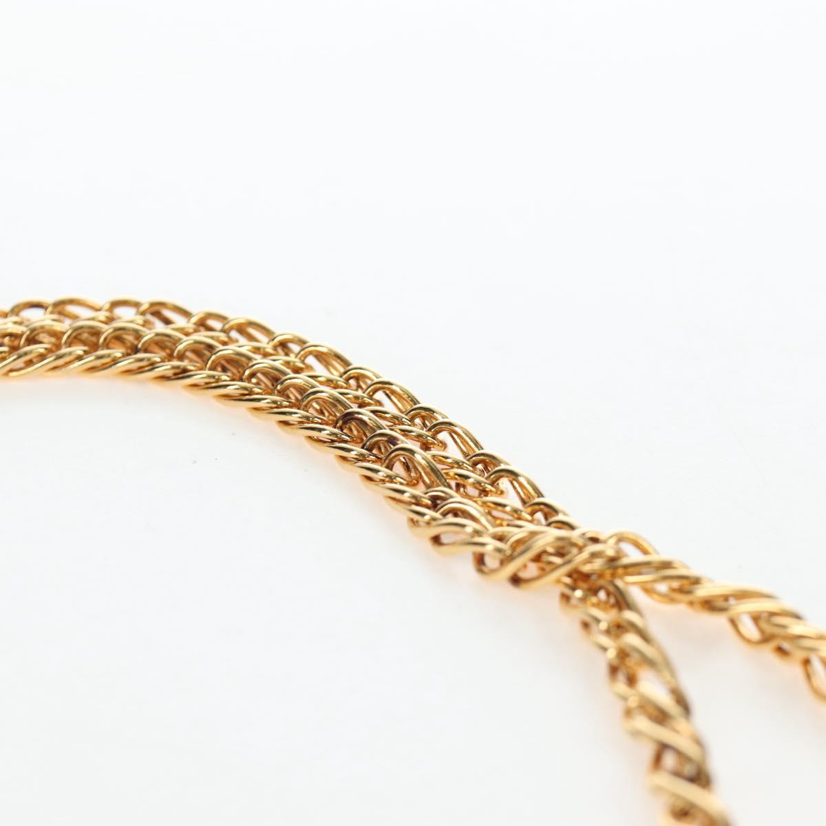 CARTIER Chain Shoulder Bag Leather Navy Gold Auth 201192V