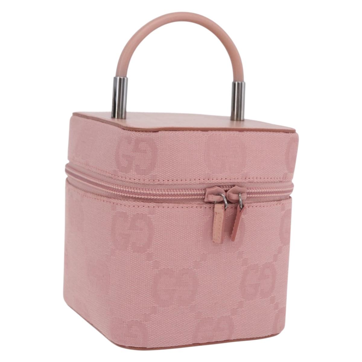 GUCCI GG Canvas Vanity Cosmetic Pouch Pink Silver 039 1052 Auth 201193V