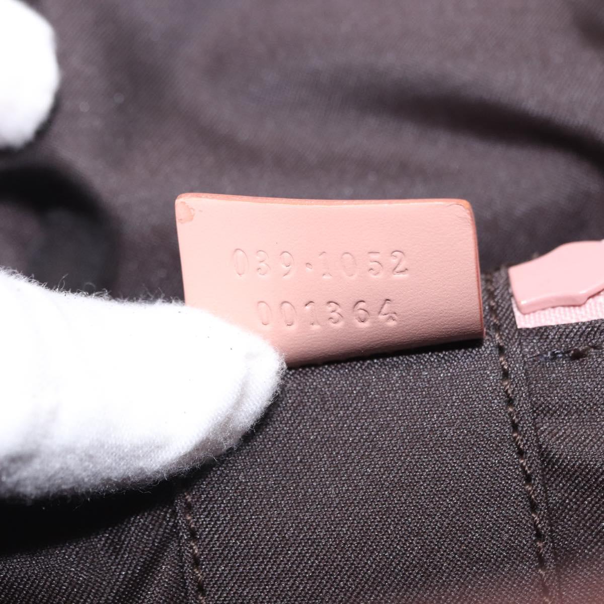 GUCCI GG Canvas Vanity Cosmetic Pouch Pink Silver 039 1052 Auth 201193V