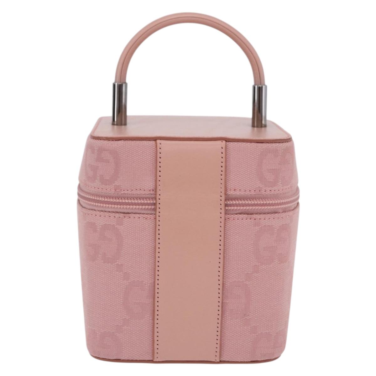 GUCCI GG Canvas Vanity Cosmetic Pouch Pink Silver 039 1052 Auth 201193V