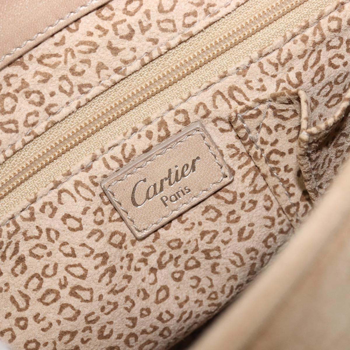 CARTIER PANTHERE Hand Bag Suede Beige Silver Auth 201200V