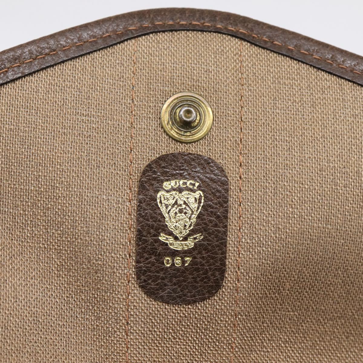 GUCCI GG Supreme Web Sherry Line Pouch PVC Beige Auth 201201A