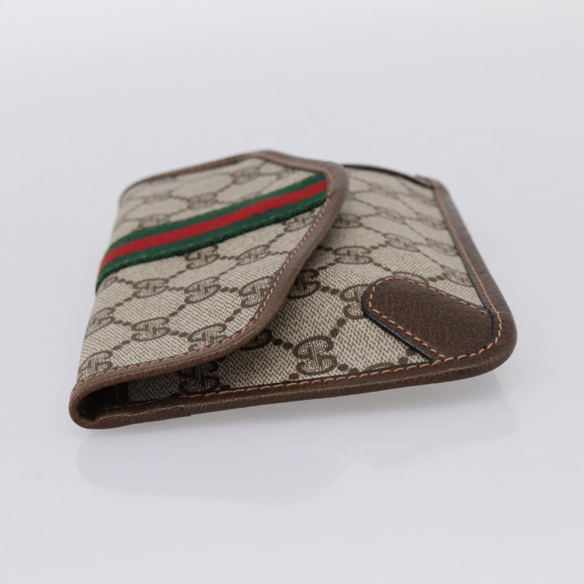 GUCCI GG Supreme Web Sherry Line Pouch PVC Beige Auth 201201A