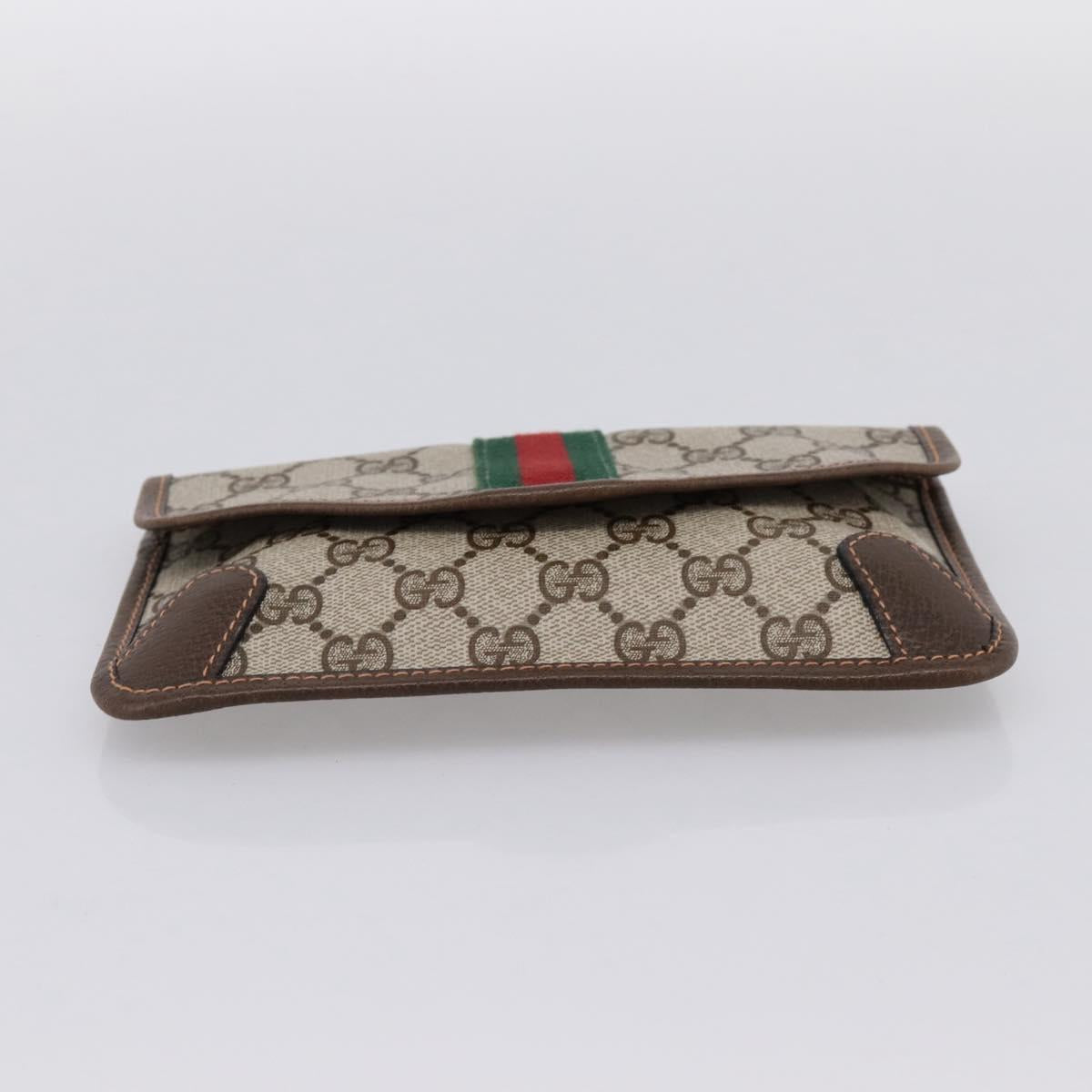 GUCCI GG Supreme Web Sherry Line Pouch PVC Beige Auth 201201A