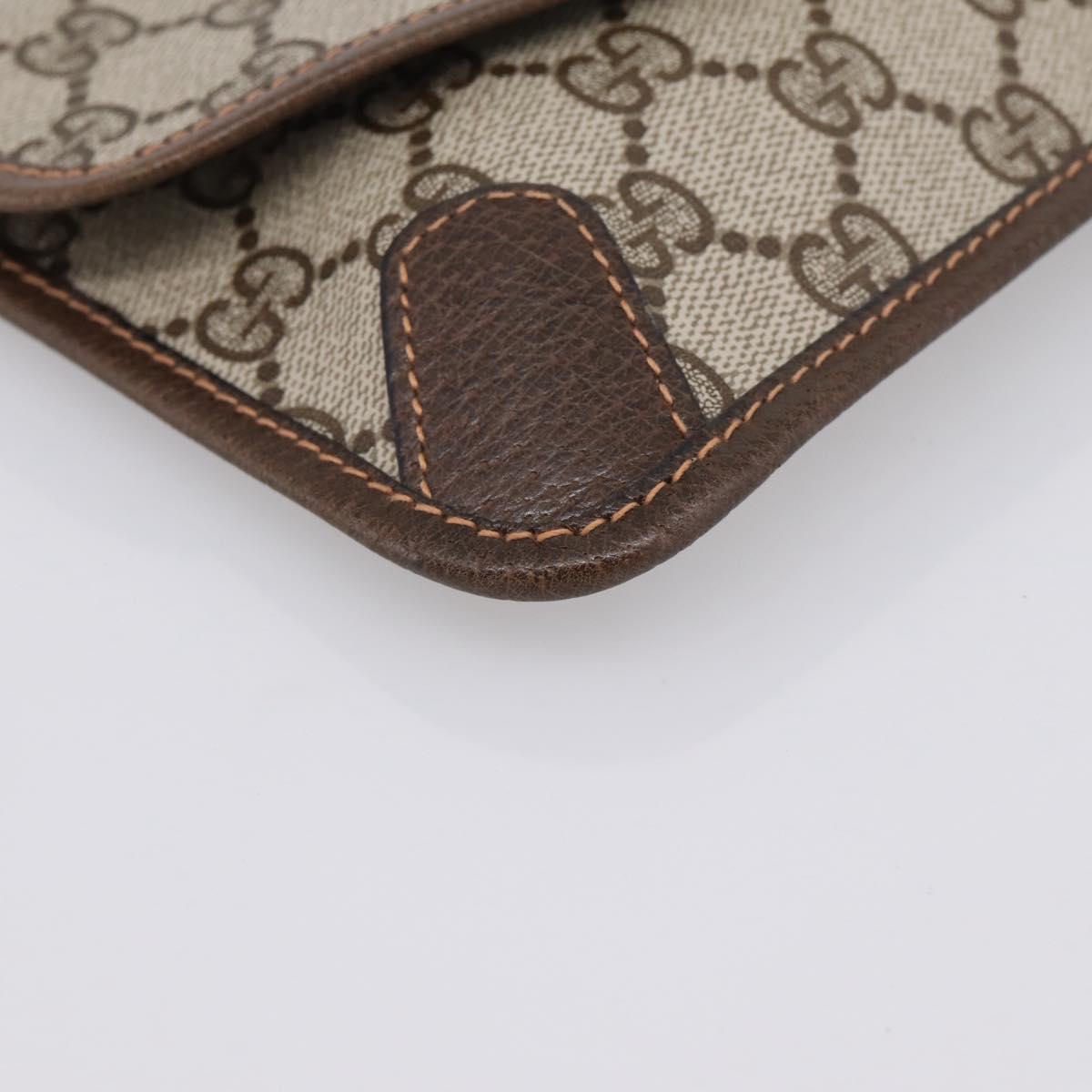 GUCCI GG Supreme Web Sherry Line Pouch PVC Beige Auth 201201A