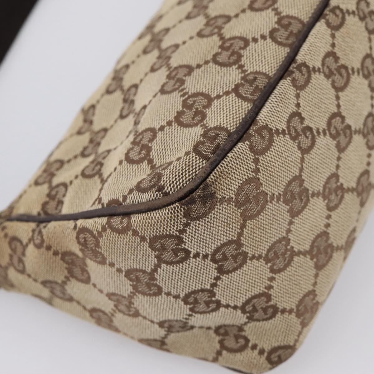 GUCCI GG Canvas Hand Bag Beige Gold Tone 106644 Auth 201203A