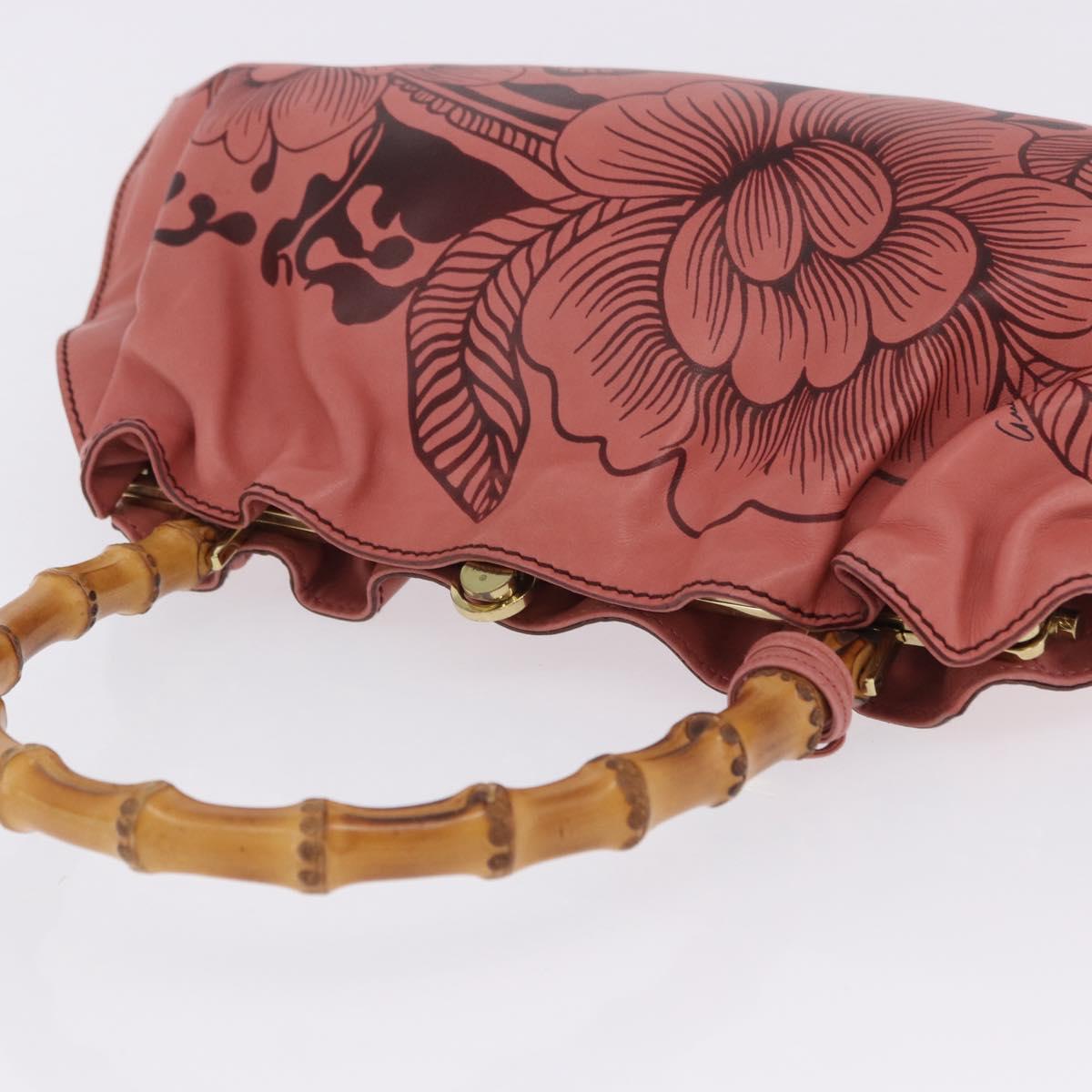 GUCCI Bamboo Hand Bag Leather Pink Gold 95231 Auth 201206V