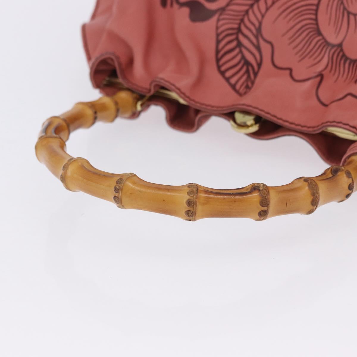 GUCCI Bamboo Hand Bag Leather Pink Gold 95231 Auth 201206V