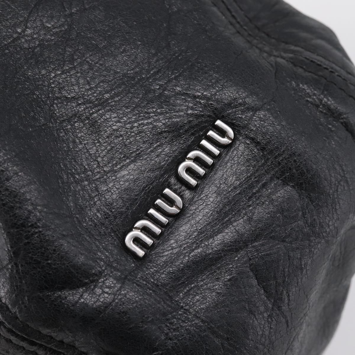 Miu Miu Tote Bag Leather Black Silver Auth 201207A