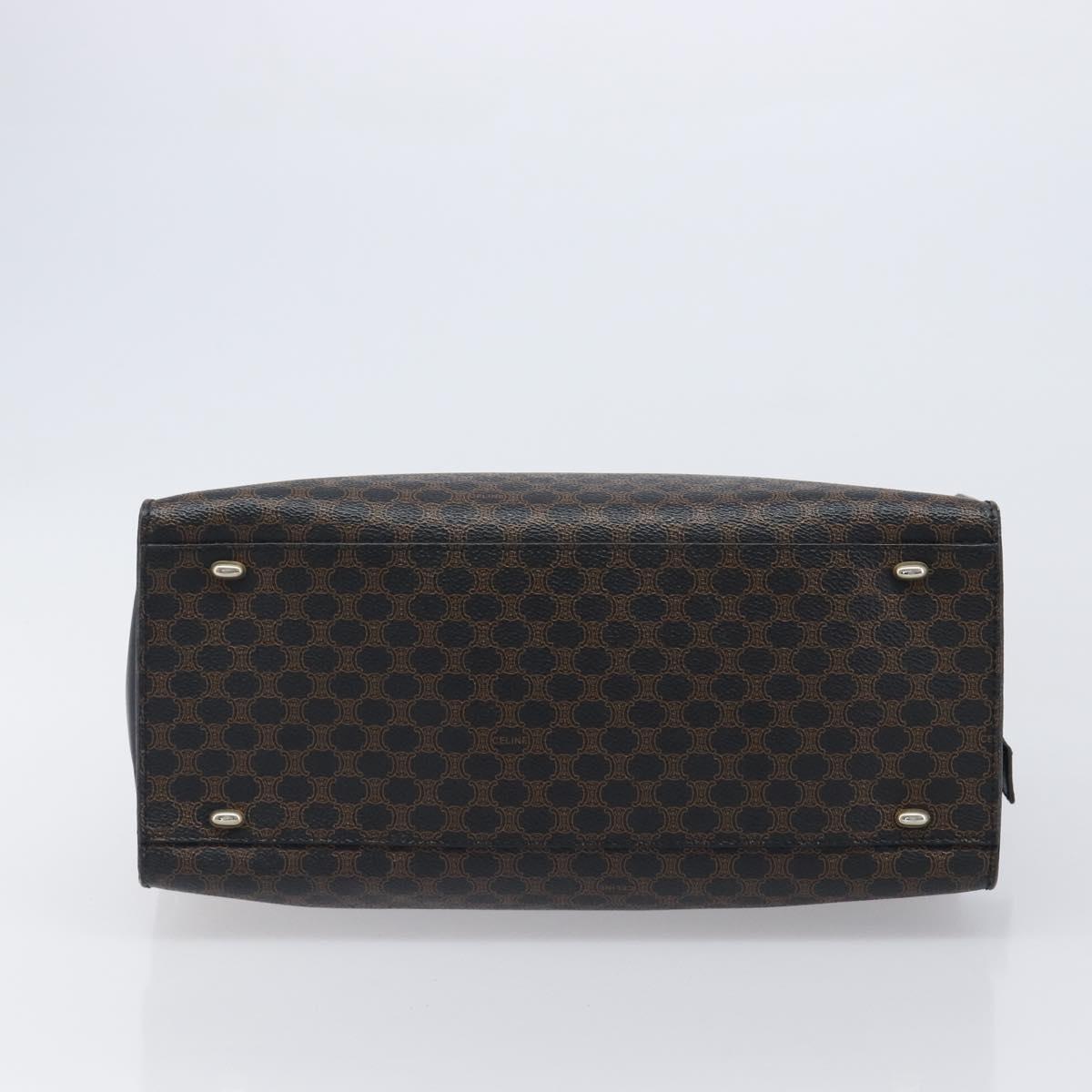 CELINE Macadam Hand Bag PVC Leather Black Gold Tone Auth 201208