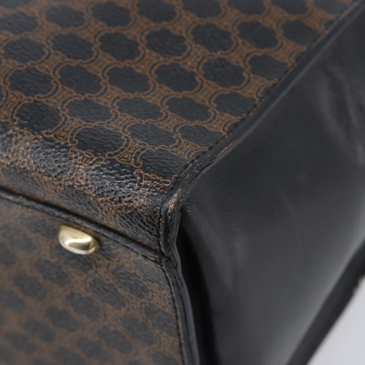 CELINE Macadam Hand Bag PVC Leather Black Gold Tone Auth 201208